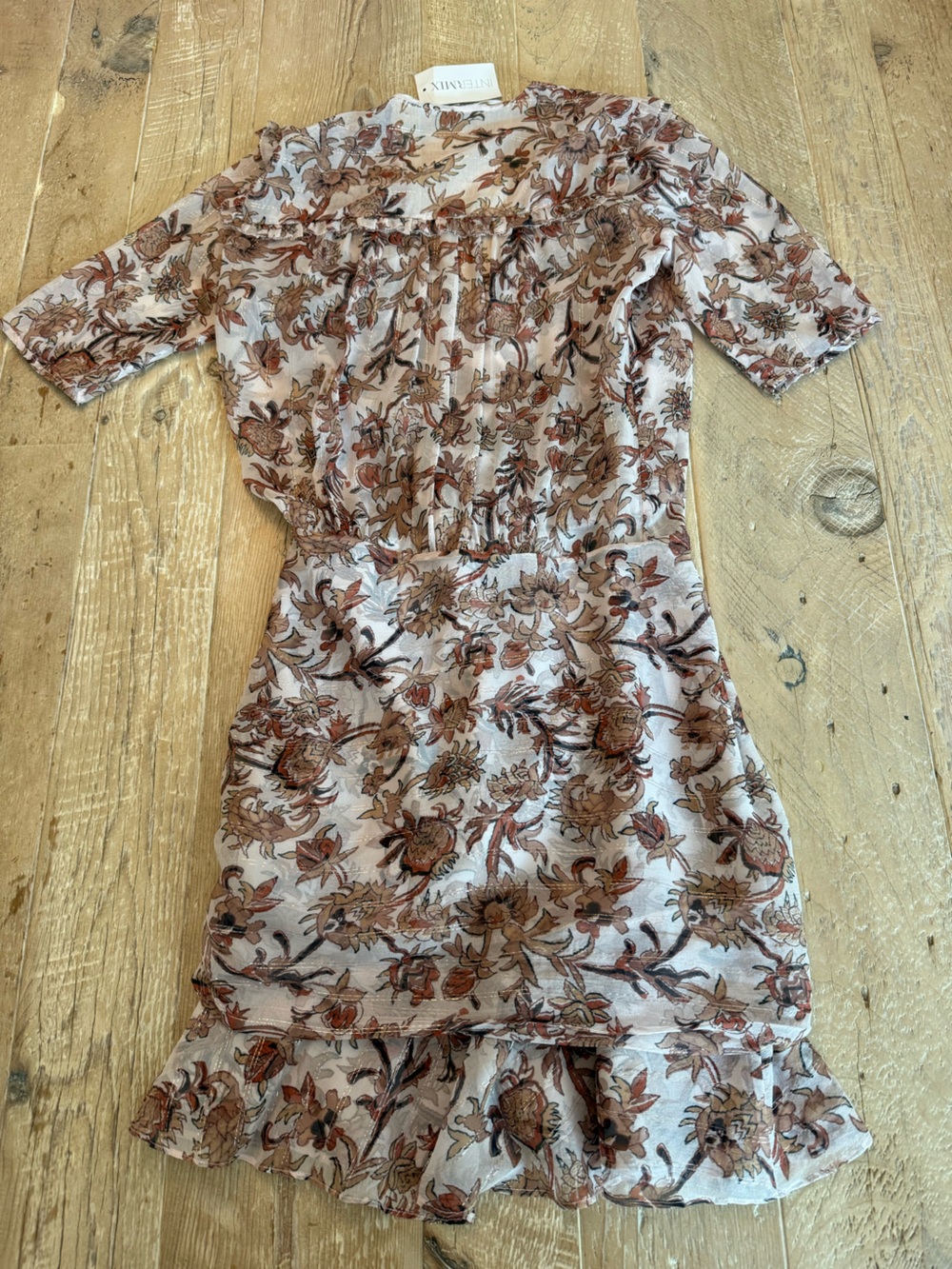 Dakota Blush Multi Floral Mini Dress Metallic Accent Size 0 - Picture 10 of 11